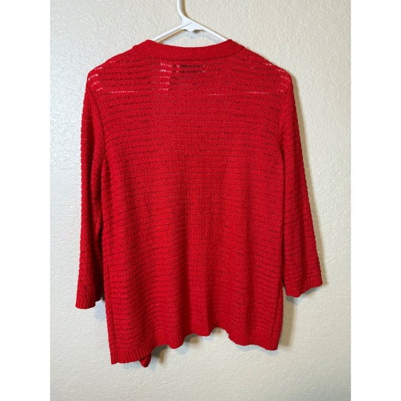 Alfred Dunner Petite Red Knit Open Front Cardigan Sweater - Picture 2 of 3
